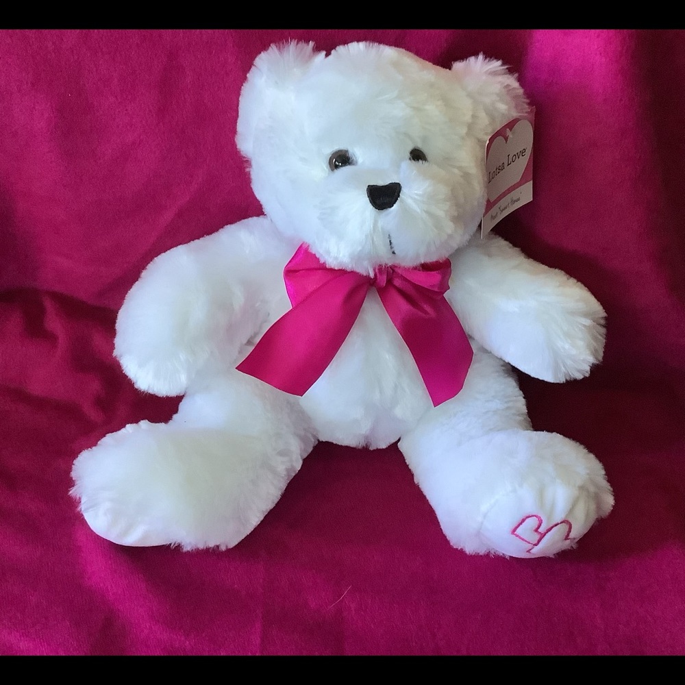 “Sweet Home”, by “Lotsa Love”, 12”Tall & 8”Seated White Teddy Bear Like New